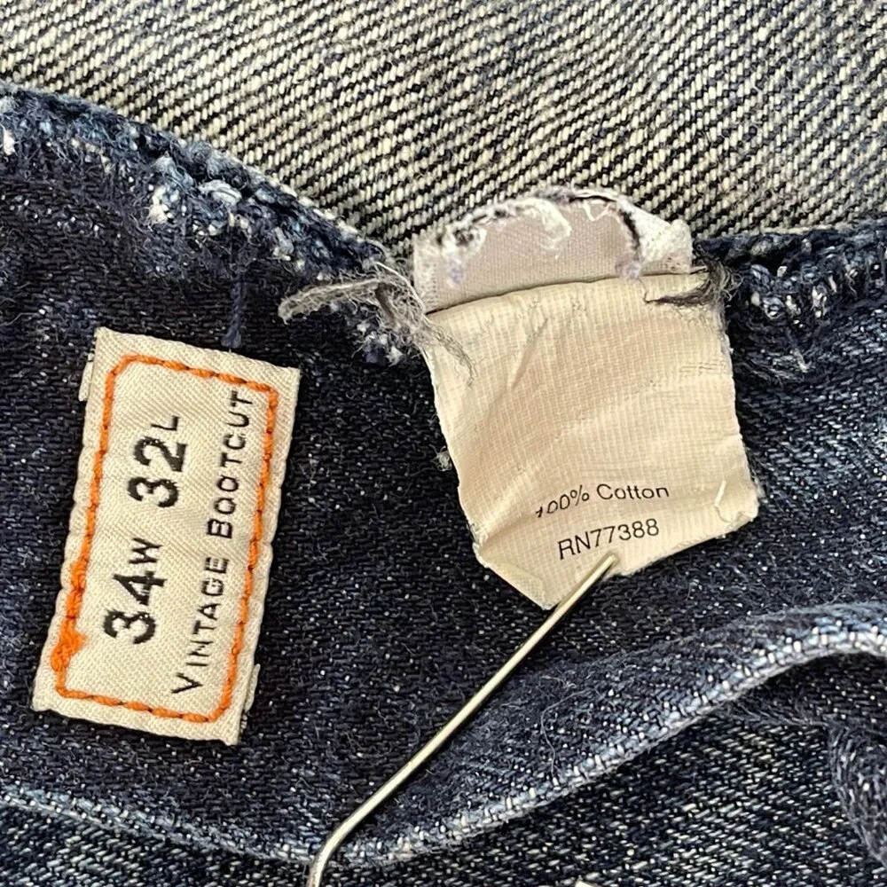 J.Crew Vintage Bootcut Denim Blue Jeans Men's 34x32 Wash 100% Cotton